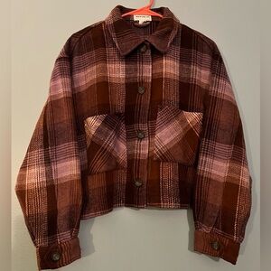 For The Republic Plaid Jacket in Brown and Pink